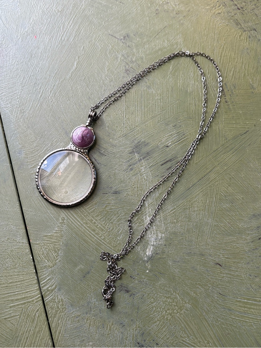 Magnifying Glass and Amethyst Necklace